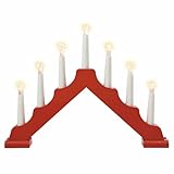 Schwibbogen aus Holz rot 7 LED Lichterbogen Dreieckform - Leuchtfarbe: warm-weiß Leuchtbogen Weihnachtsbeleuchtung Weihnachts-Deko Xmas