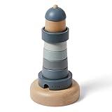Flexa Leuchtturm Stabelturm - Holzspielzeug | Bausteine Spielzeug ab 1 Jahr | Fördert die Motorikspielzeug und Konzentration | Kinderspielzeug für Mädchen und Jungen Babys
