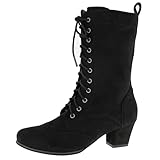 Hirschkogel Damen Trachten Stiefelette Trachtenstiefel, schwarz, 39 EU