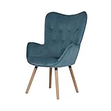 SVITA Cleo Ohrensessel Samt-Bezug Fernsehsessel Relaxsessel Petrol