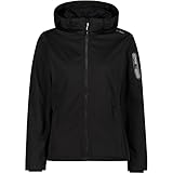 CMP - Leichte Softshelljacke für Damen mit abnehmbarer Kapuze, Schwarz, D40