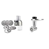 Kenwood Schnitzelwerk AT340, Zubehör Küchenmaschinen, inkl. 7 Edelstahl Arbeitsscheiben Fleischwolf KAX950ME, Zubehör Küchenmaschinen