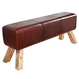 Kultige Design Sitzbank Bock mit Echtleder Bezug 100cm Kult Schulsport Bank Turnbock-Optik Polsterbank Küchenbank