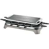 Tefal Pierrade Raclette, 1350 Watt, Grill-Platte aus Stein + 10 antihaftbeschichtete Pfännchen, inkl. Schaber, abnehmbares Kabel, grau, PR457B