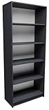 MATKAM Bücherregal R6, B/H/T 74x180x35cm, Standregal, ideal für Büro, Diele Wohnzimmer, Jugend- oder Kinderzimmer (Anthrazit Grau)