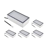 ledscom.de 5 Stück LED Pflasterstein Bodeneinbauleuchte CUS für außen, IP67, eckig, 20 x 10cm, 2,9 W, 228lm, kaltweiß