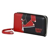DC Comics Harley Quinn Geldbörse, Schwarz, 15 Fächer, Motorrad-Design, Kunstleder, Unisex-Jugendliche
