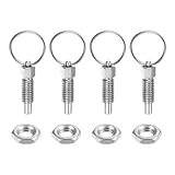 QUARKZMAN 4 Stück Federdruckstift mit Zugring M6*1 Gewindegröße 0,48" Gewindelänge Stift-Durchmesser 4mm Flachkopf Edelstahl Nicht-Verriegelnder Ausziehbarer Indexstift für Industrieanlagen