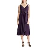 CHAPS Damen Georgette Fit-and-Flare Dress Kleid, aubergine, 38