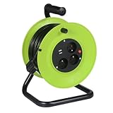 GERMINA DER ELECTRIKER Enrollador de Jardín Enrollador Reel IP20 Cable de 20 metros de grosor manivela de bobinado + 3 enchufes + …