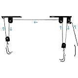 Fahrrad Aufhängung mit Deckenlift - Absolut Sicher, Platzsparend, Einfache Montage - Extrem Stabiler Deckenhalterung - Bis 57kg belastbar - Fahrradlift Decke für Garage und Keller von BEMS Meisterwerk