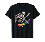 Skeleton Ridng Skateboad LGBT-Q Skater Gay Pride Monat T-Shirt