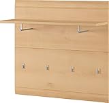 GERMANIA DIE MÖBELMACHER Amazon Marke- Alkove Garderobenpaneel in Edelbuche-Nachbildung, MDF-Front mit Rillenfräsung, mit Zwei Kleiderstange und Vier Kleiderhaken 96x90x30 cm (BxHxT)