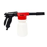 Vixzoid Schaumpistole Auto Schaumlanze 900 ml Schaumkanone Verstellbare Schaumpistole für Gartenschlauch SchaumsprüHer für Autowäsche, Haus, Gartenwäsche (rot)