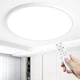 MOONSEA 48W LED Deckenleuchte Flach Dimmbar mit Fernbedienung, Ultra Dünn Deckenlampe Wohnzimmer, 3000-6000K Ø50cm, Deckenleuchte Dimmbar für Wohnzimmer Schlafzimmer Kinderzimmer Büro, Weiß