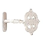 Loberon Vorhanghalter 2er Set Fromont, Blütenförmige Ornamentik, Zauberhafter Landhaus-Stil, Einfache Wandmontage, Gardinenzubehör, Aluminium, antikweiß