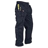 Lee Cooper LCPNT206 Arbeitskleidung Herren Multi Pocket Pflegeleicht Strapazierfähige Kniepolstertaschen Sicherheit Arbeit Cargohose, Schwarz, 32W/33L