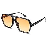 COASION Retro Sonnenbrille für Damen Herren - XL Übergroß 70er Jahre Sonnenbrille UV400 Schutz Trendy Double Brücke Rahmen Brille