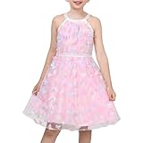 Sunny Fashion Mädchen Kleid Lila 3D Schmetterling Spitze Halfter Festzug Party Hochzeit Kleid Gr. 116,Hell-Pink,116
