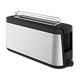 Tefal Element TL4308 Langschlitz-Toaster, 1000 W, Edelstahl/Schwarz – Für 2 lange Scheiben, 7 Bräunungsstufen, Integrierter Brötchenaufsatz, Elegantes Design