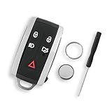 Für Jaguar Gehäuse Für Jaguar Schlüssel Gehäuse 5 Tasten Für Jaguar XF XK XKR X-Type S-Type mit Schraubendreher und Schlüsselring Batterie CR2032