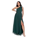 Anaya with Love Damen Womens Ladies Maxi One Cold Shoulder Dress with Slit Split Sleeveless Prom Wedding Guest Bridesmaid Ball Evening Gown Kleid, Emerald Green, 42