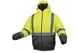 Högert Technik - Arbeitsjacke Herren OKER, Reflektierende Jacke Wattierte, Warn Pilotenjacke Herren, Winddichte Warnjacke mit Polyester-Isolierung, 3 in 1 Jacke, Gelb - Größe M
