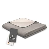 biederlack® flauschig-weiche Kuscheldecke aus Baumwoll-Mischgewebe I Made in Germany I Öko-Tex I nachhaltig produziert I Wohndecke Cotton Doubleface in Graphit-Rauch I Sofa-Decke in 150x200 cm