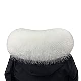 Surakey Pelzkragen Damen,Fellkragen für Kapuze,Fauxpelzkragen Pelzschal Pelz Winter Warmer Schal,Fellkragen Stolen Kunstpelz Fellimitat Fuchs Kunstpelz Fell Kragen für Kapuze Wintermantel mit Knöpfen