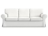 MASTERS OF COVERS Sofabezug für IKEA Ektorp 3-Sitzer, Weiß Sofa überzug Ektorp Couch überzug aus Baumwolle, Ektorp 3er Sofa Cover, 218x88x88cm