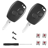 ShnminEU 2 stück Autoschlüssel Dacia schlüssel gehäuse für Renault Duster Logan Logdy Sandero Funkschlüsselgehäuse mit 4 Tasten-Schalter Klinge mit Nut Modell mit Batteriefach