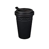 KPM Berlin KURLAND To-Go Becher - Porzellan-Becher, Kaffeebecher mit Deckel, Teebecher 0,35l, Handmade in Berlin, im Geschenkkarton, 13 cm, Schwarz matt