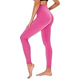 TNNZEET High Waist Leggings Damen Elastische Leggins Weiche Sporthose für Sport Gym,Kräftiges Rosa,S-M