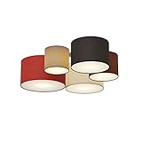Lindby Stoff Deckenlampe grau, braun, schwarz, rot, weiß, 5 Schirme Ø 20, 25, 30, 35, 40 cm, 5x E27 max. 60W, ohne Leuchtmittel, Textil Deckenleuchte
