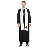 Joykindom Priester Kostüm Herren Halloween Kostüm Männer Schwarz Toga mit Schal Karneval Fasching Cosplay M