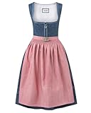Stockerpoint Damen Roseline Midi Dirndl, blau Altrosa, 38