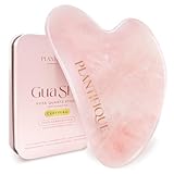 PLANTIFIQUE Rosenquarz Gua Sha Stein - Guasha Gesichtsmassage für Augenschwellungen, Hautstraffung, Lymphdrainage Gesicht - Face Massager
