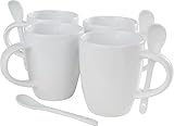 VBS 4er-Pack Kaffeetasse mit Löffel ca. 300ml 9,8x8,5cm Tasse Kaffeebecher Heißgetränke