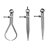 QWORK® Greifzirkel, Innentaster und Zirkel, Profi Zirkel Messwerkzeug, 3 teiliges Set, 200mm