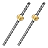 2-Stück Trapezgewindespindel, Überwurfmutter mit Acme-Gewinde für die Z-Achsen-Steuerung von 3D-Druckern und CNC-Maschinen-200mm