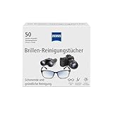ZEISS Brillen-Reinigungstücher mit Alkohol 50 Stück zur schonenden & gründlichen Reinigung Ihrer Brillengläser - jedes Tuch einzeln verpackt - ideal für unterwegs oder auf Reisen