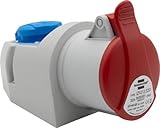 Brennenstuhl Kombinierte Wandsteckdose mit CEE-Steckdose 400V/32A 5-polig + Buchse Typ F (Schuko), Industriebuchse mit Deckel, für Innen- und Außenbereich, Werkstatt, Garage, Industrie, IP44, 32A