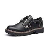 Bruno Marc Herren Schnürhalbschuhe Bequeme Anzugschuhe Männer Business Büro Oxford mit Dicker Sohle,Size 45,Schwarz,BMEMOX2501