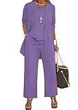 shownicer Hosenanzug Damen Festlich Elegant 3-Teiliges Set Große Größen Hosenanzüge Abendanzug Sets A Helles Lila M