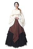 Fiamll Mittelalter Kleidung Damen Renaissance Kostüm Viktorianische Kleider Halloween Fasching Karneval Mittelalter Kleid Braun M