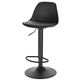 EUGAD Barhocker, für Bar Küchen & Esszimmer, 360° drehbarer höhenverstellbar, Barstuhl mit Rückenlehne Fußstütze, aus PU, Schwarz