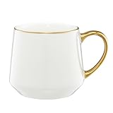 AMBITION Kaffeetasse groß 460 ml Royal Porzellantasse Goldrand für Kaffee Tee Cappuccino weiß-gold 1 Stück