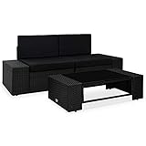 Gecheer 3-TLG. Garten-Lounge-Set Gartenmöbel 2 Ecksofa & Couchtisch Gartenset Gartensofa Poly Rattan Braun