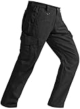 SPOSULEI Taktische Hose Herren Ripstop Cargohose Leichte Outdoor Wanderhose Arbeitshosen wasserdichte Militär Safari Hose Mit 9 Taschen Schwarz 44Wx32L
