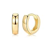 Creolen Gold Damen Klein | 14k Vergoldet Huggie Schlafen Ohrringe für Damen Herren Mädchen - Silber Schmuck Breite 3mm